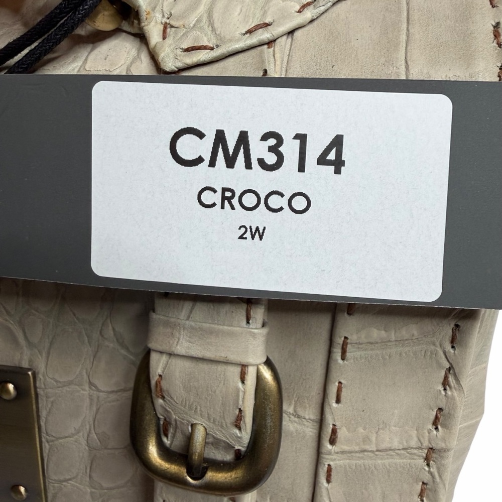 CARLA MANCINI Cream Crocodile Croco‎ Croc-Embossed Purse Bag NWT Shoulder Tote - Picture 5 of 16